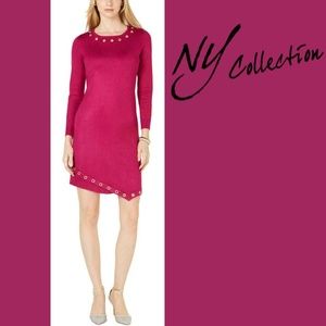 NY Collection Pink Grommet Sweaterdress